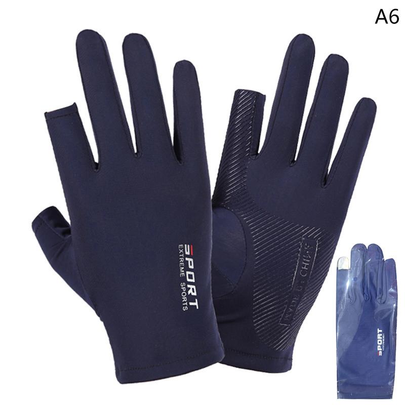 1 Pair Breathable Ice Silk Non-Slip Anti-Uv Outdoor Sports Rider Gloves