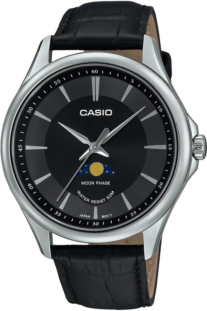 Casio Standard Moon Phase Analog Watch Round Face Leather Band Black Overseas Model [Casio] Men's MTP-M100L-1AV [Item]
