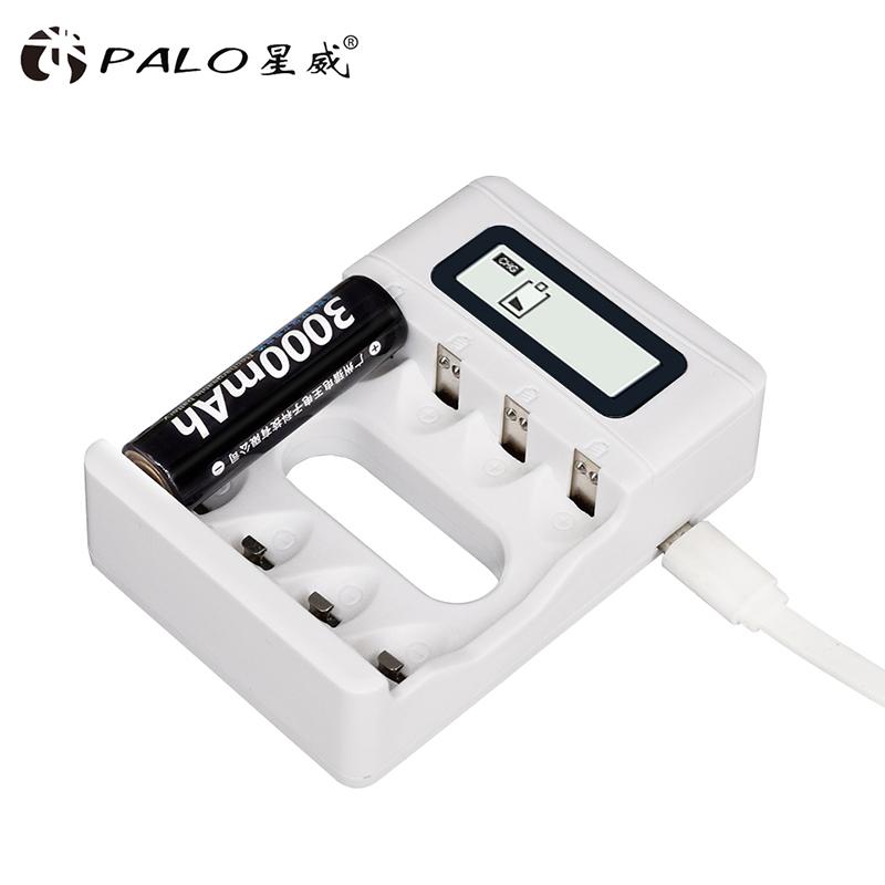 PALO 4 слота, быстрое зарядное устройство, ЖК-дисплей, умное интеллектуальное USB-зарядное устройство для Ni-CD Ni-MH аккумуляторов AA/AAA