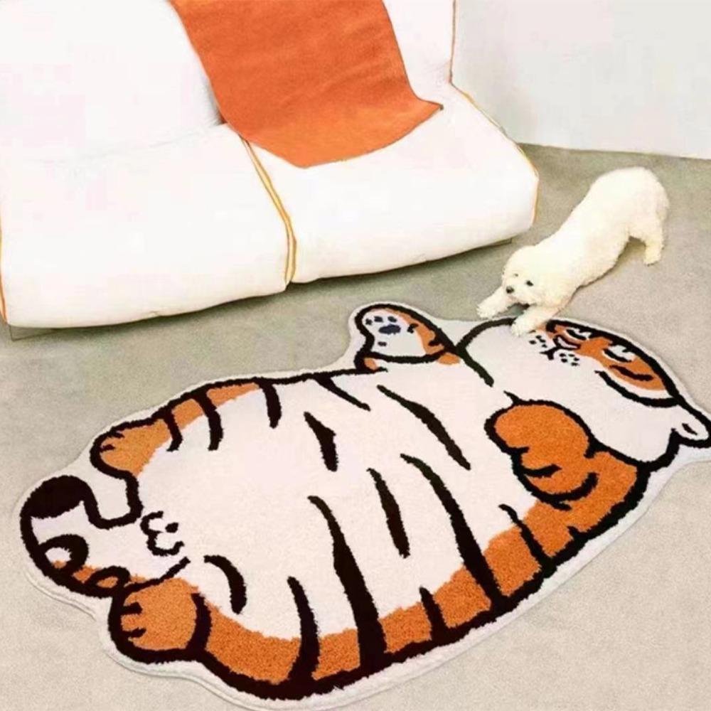 Thick Furry Carpets Cartoon Entrance Mat Toilet Mat Tiger Carpet  Living Room