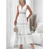 Women's Dress Sleeveless V-neck White Lace V-neck Temperament Commuter Skirt Mid-waist Chest-wrapped Long Dress