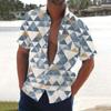Men's Summer New Loose Print Short Sleeve Shirt Cardigan Beach Shirt