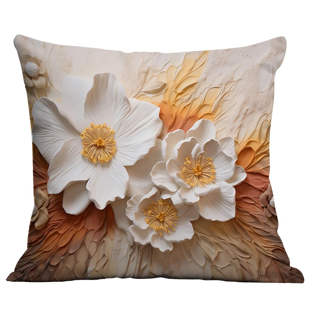 Новая наволочка с цветочным принтом, имитирующая трехмерный стиль масляной живописи, креативная цветочная, для дома, гостиной, диванной подушки