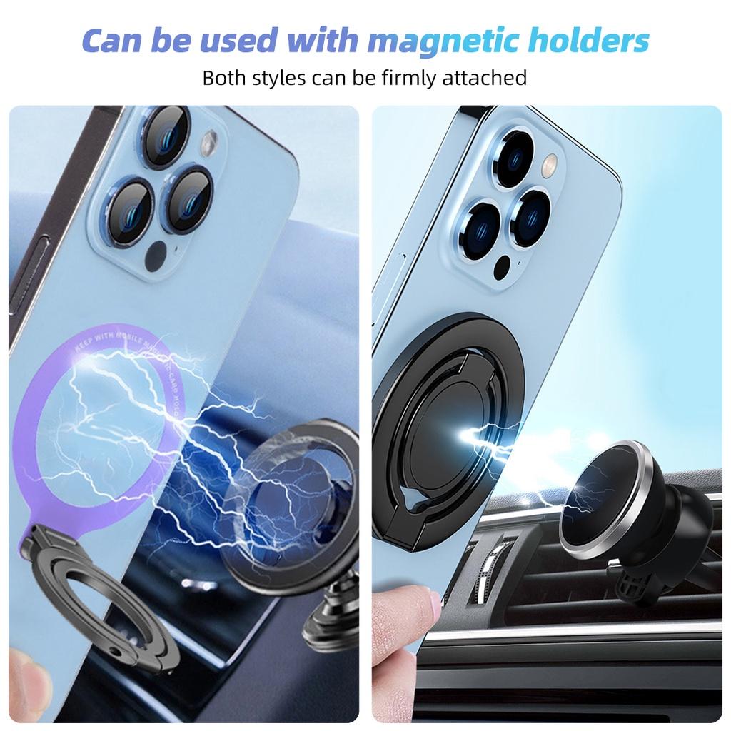 FONKEN MagSafe Phone Magnetic Finger Ring Holder for iPhone 13 14 15 Adhesive Phone Stand Grip Mount Smartphone Accessories