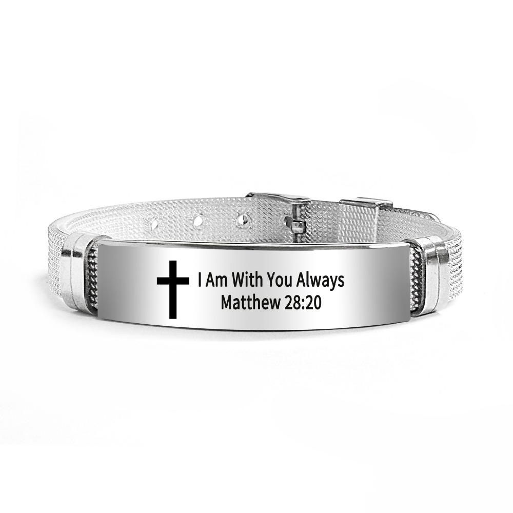 Stainless Steel/PVC Family Friendship Bracelet Adjustable Bible Verse Bracelet Faith Gifts