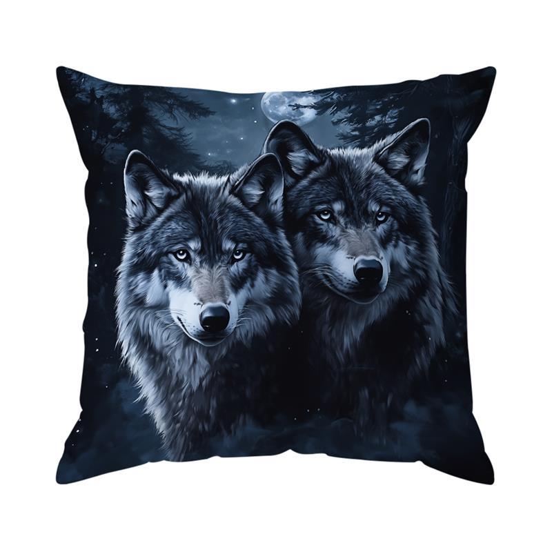 Short Plush Material Pillowcasethe Wolf King In Winter Pillowcase Print Throw Cushion Pillow Cover Printing Cushion Pillow Case