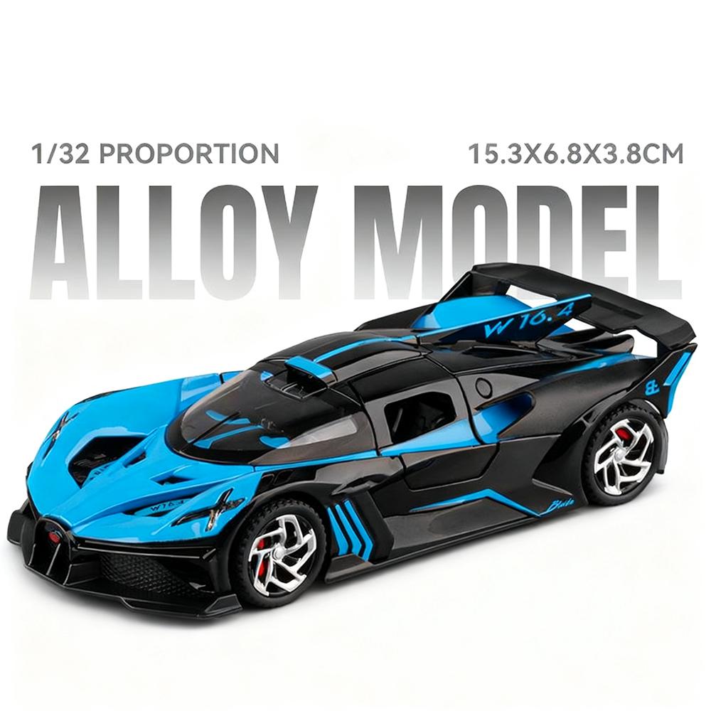 1:32 Bolide Divo Металлическая литая модель автомобиля Игрушка Оттяни назад Музыка Свет Миниатюрный транспорт Коллекция Подарки Декоративные игрушки Модели