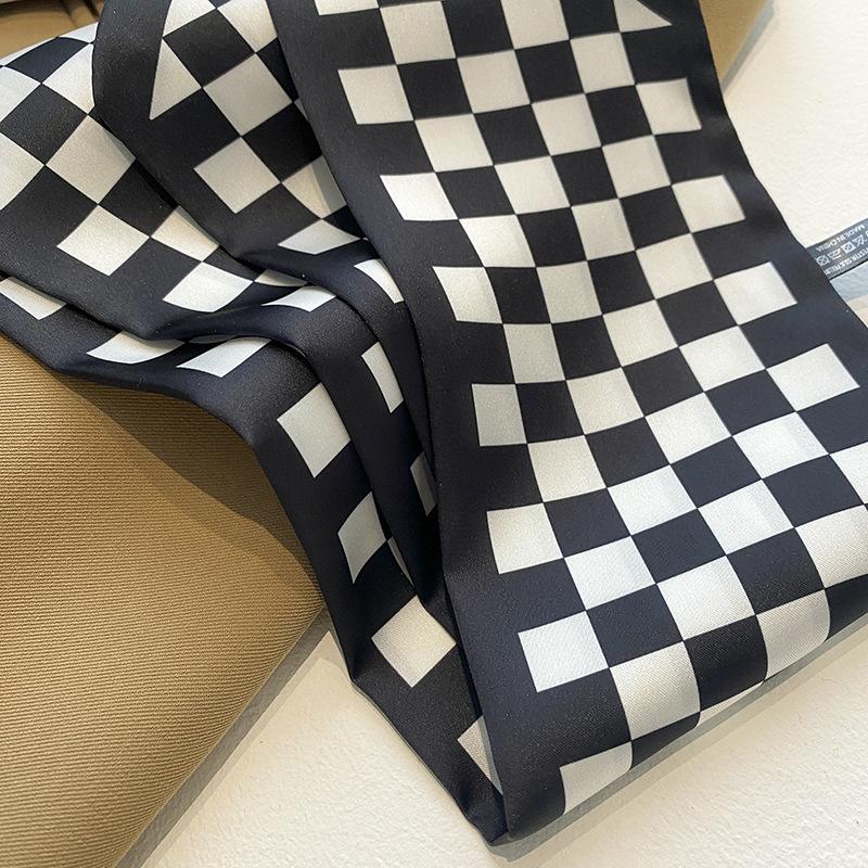 Модные повязки на голову, ленты для волос, шарф для женщин, узкая повязка для волос, шейные шарфы, черные 10x95 см