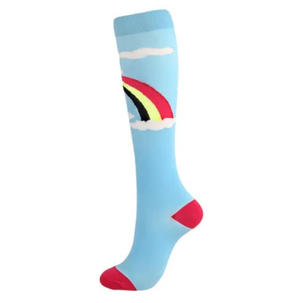 HYSAIXIA Compression Socks Funny Pattern Animals Sheep Monkey Music Cat Men Women Pressure Stockings Knee High Run Sport Socks