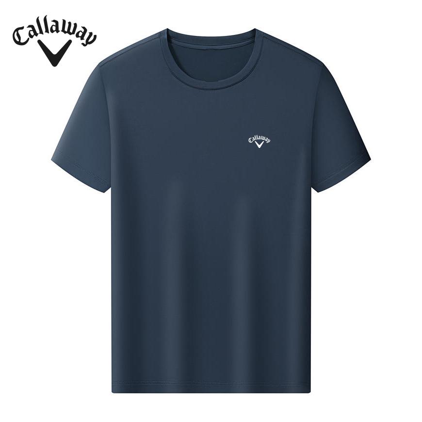 Callaway Футболка 2025 года, летняя, высококачественная, с вышивкой, в спортивном стиле, однотонная, с круглым вырезом и короткими рукавами