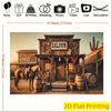 2D Flat Banner, 1pc Western Cowboy Salon Party Banner - Rustic "Saloon" Themed Backdrop with Horse DJH