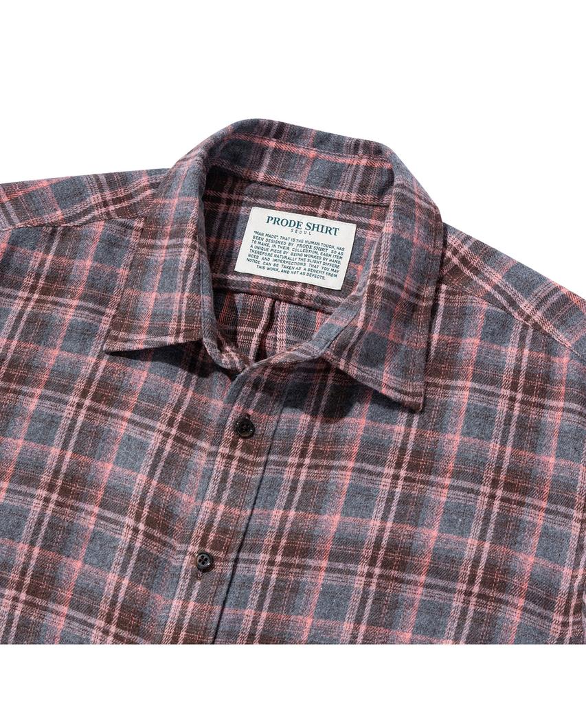 PRODESHIRT Vintage Check Flannel Shirt (Pink Gray)