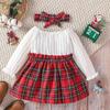 Children's Dress Plaid Waist Bow Dress One-shoulder Dress