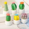 Mini Cute Succulent Plant Pots Resin Dollhouse Miniature Succulent Potted Cactus Car Ornament