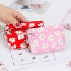 1PC PU Leather Coin Bag Card Holder Key Pouch Daisy Floral Printed Mini Coin Purse for Women Girls Small Wallet Zipper