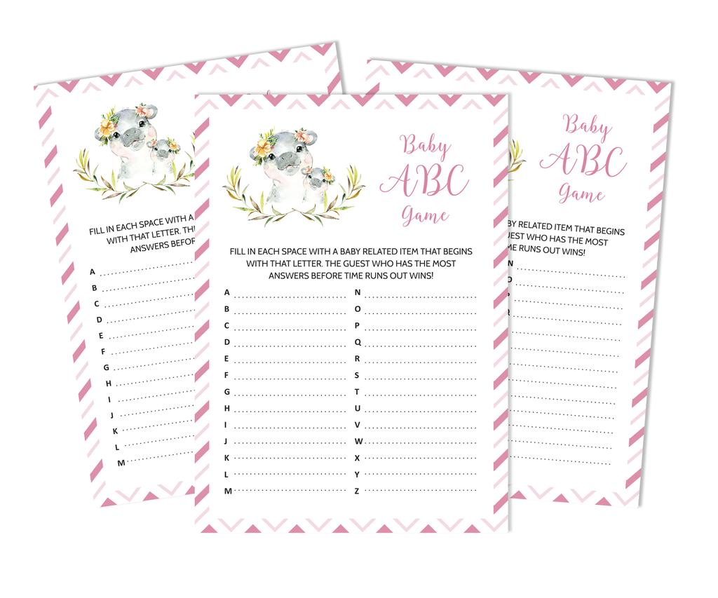 Inkdotpot Игровой набор Baby Shower из 50 игр BabyA AlphabetA ABCA Игра Бегемот Девочка Пол Нейтральная Вечеринка