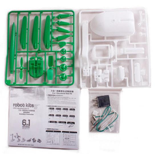 1 6-in-1 Robot Solar Robot Toy Set Dog Steamboat Windmill Car