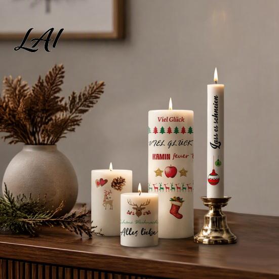 Easy Apply Candle Stickers Christmas Transfer Stickers DIY Holiday Craft Supplies Waterproof Decoration Decorative Decals for Making And Festive