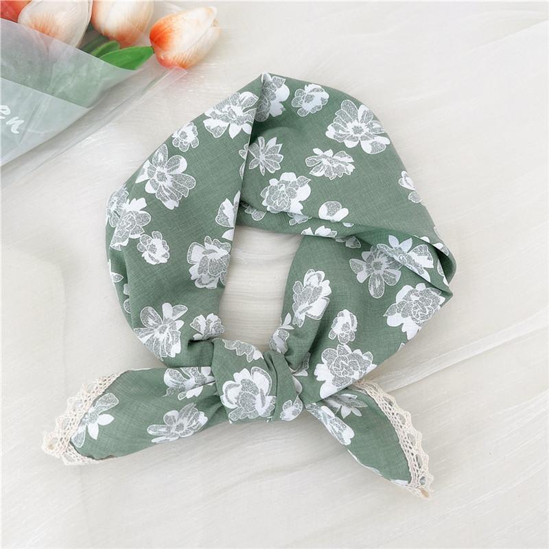 Хлопок лен кружевной край квадратные шарфы 60 см платок шейный платок банданы женский повседневный шейный платок клетчатый принт геометрический узор