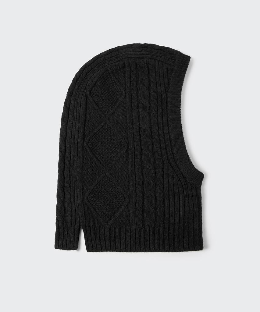 MUSINSA STANDARD Lambswool Cable Knit Balaclava [Black]