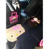 Cartoon Hello Kitty Car Floor Mats, Black Leather Interior Floor Mats for Both Driver and Passenger, Cute Cat Pillow and Backrest Cushion