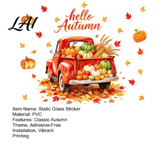 Autumn Window Clings Harvest Clings Decorative Static Glass Sticker for Thanksgiving Home Shop Pumpkin Store Display Decor Removable PVC Maple Leaf