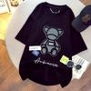Женские футболки Harajuku, топы больших размеров для девочек, с круглым вырезом и короткими рукавами, свободная летняя футболка с вышивкой, футболка с медведем, футболки