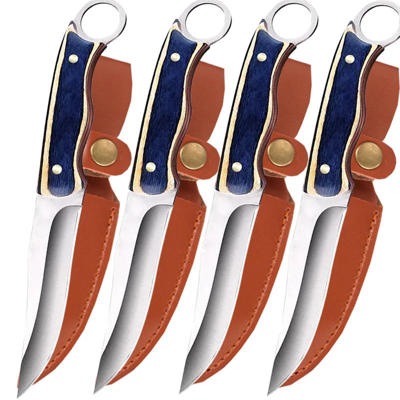 Кухонный тесак для мяса Монгольский нож Деревянная ручка Мясной нож для обвалки Портативный нож для барбекю Разделка мяса Острые ножи для рыбы