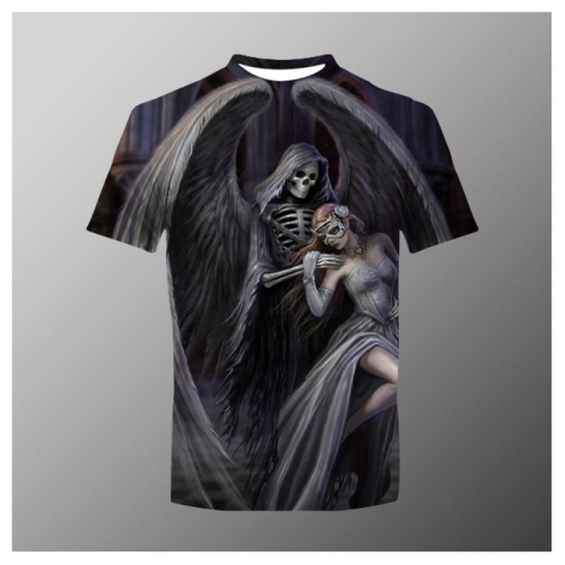 Summer Horror Skull 3D Print Men's T-Shirt Loose O-Neck Short Sleeve Skull Street Rock Hip Hop Top and T-shirt Men's Clothing 6XL