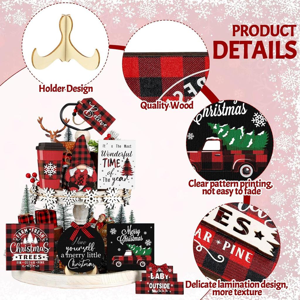 Рождественское украшение для многоуровневого подноса, Рождественский стол, знак, декор, столешница, деревянная крытая зимняя ферма, домашняя вечеринка, полка для дома, украшение