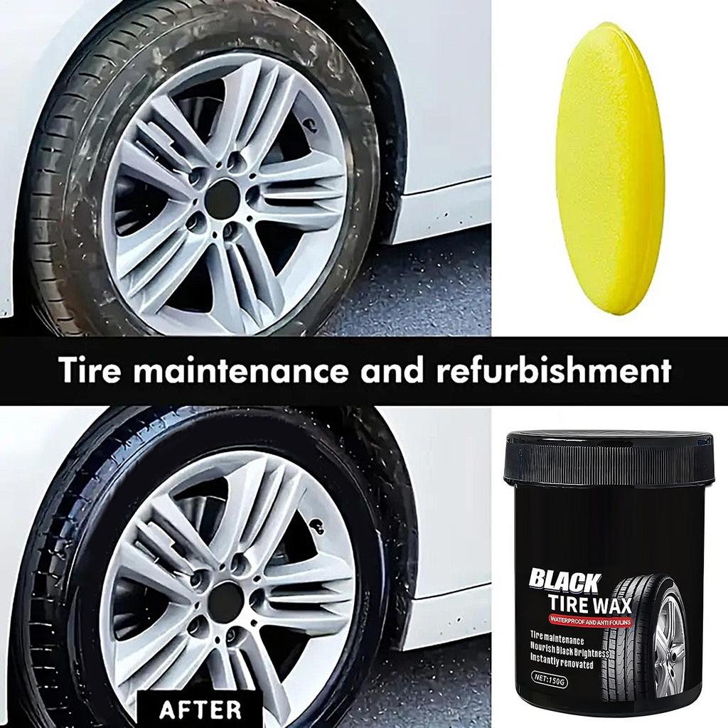 Блеск для шин автомобиля 150 г Паста для очистки дисков со спонжем Водонепроницаемый бальзам для блеска колес для экстерьера автомобиля Автомобильный Грузовик Прицеп