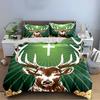 Majestic Deer with Cross Green Design Bedding Set (1 Duvet Cover, 2 Pillowcases, Duvet Not Included) Sofas