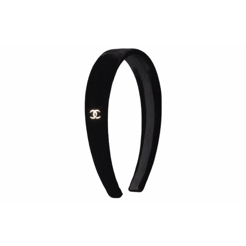 Chanel Повязки на голову Повязка на голову с принтом логотипа Вельветовая Повязка на голову Женская Черная
