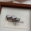 Love Bow Hairpin Metallic Silver Fashion Luxury Side Duckbill Clip Hair Accessory Bangs Clip Chuck Headdress