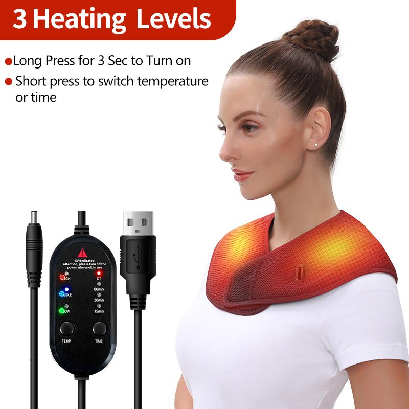 Electric Heated Shawl Scarf 3 Constant Temp Modes Shoulder Neck Back Muscle Relaxation Winter Warmth Home Office Essential