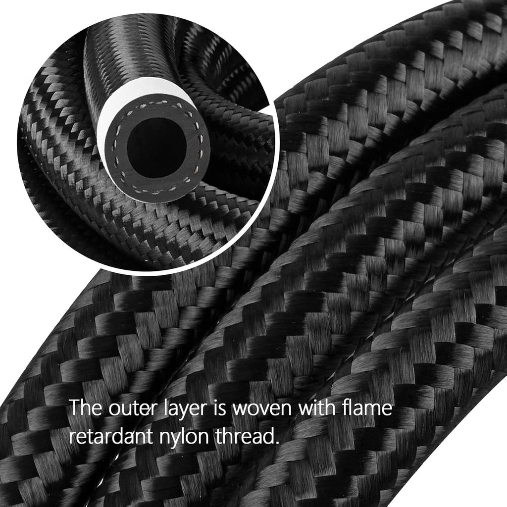 8AN 10 Ft Fuel Line Hose Stainless Steel Nylon Braided Oil Gas Fuel Line Hose 7/16 Inch ide Diameter Suitable for Fuel Systems Engines Tube Hose -
