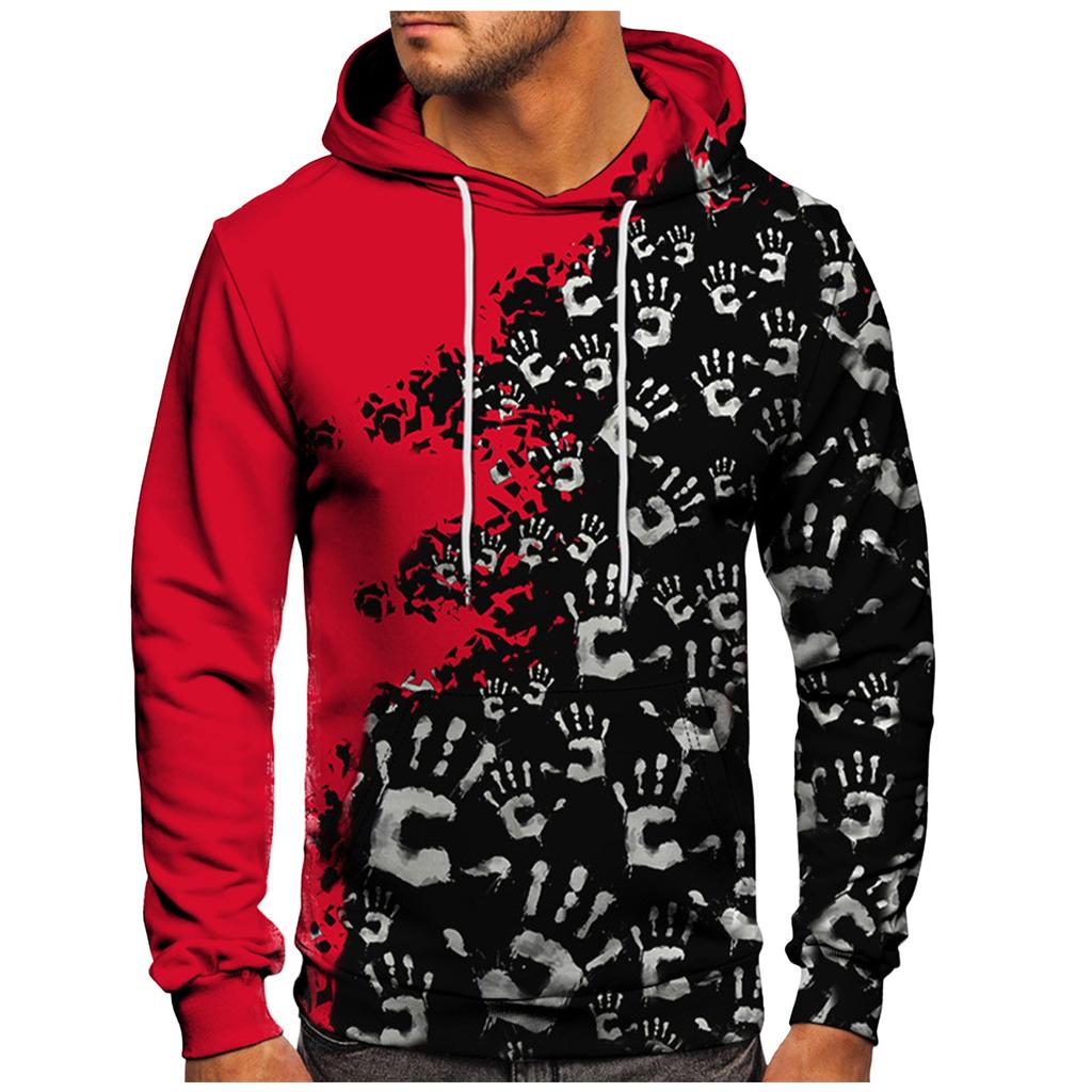 Men's Loose Printed Hooded Sweatshirt Men's Casual Fashion Sports Sweatshirt