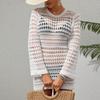 Women's Summer New Knitted Long-sleeved Beach Blouse Sun Protection Sexy Hollow Knitted Dress