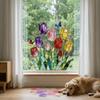 Removable Tulip Window Decals Waterproof Tulip Butterfly Wallpaper Tulip Glass Stickers  Doors