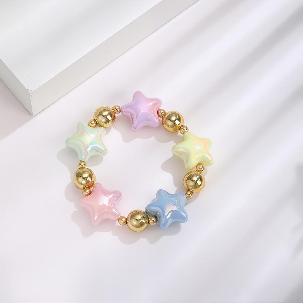 Дофаминовый браслет-ожерелье «Цветная звезда» Милый милый праздничный стиль Ручная работа Маленькое свежее бисерное нишевое ожерелье