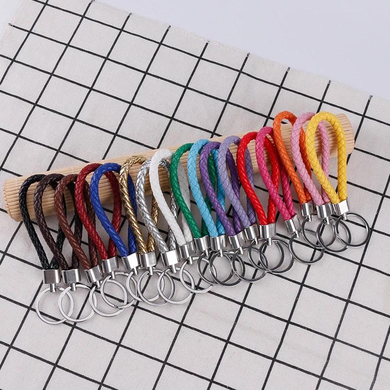 Унисекс DIY искусственная кожа кулон плетеный брелок для ключей плетеный веревочный брелок автомобильная сумка