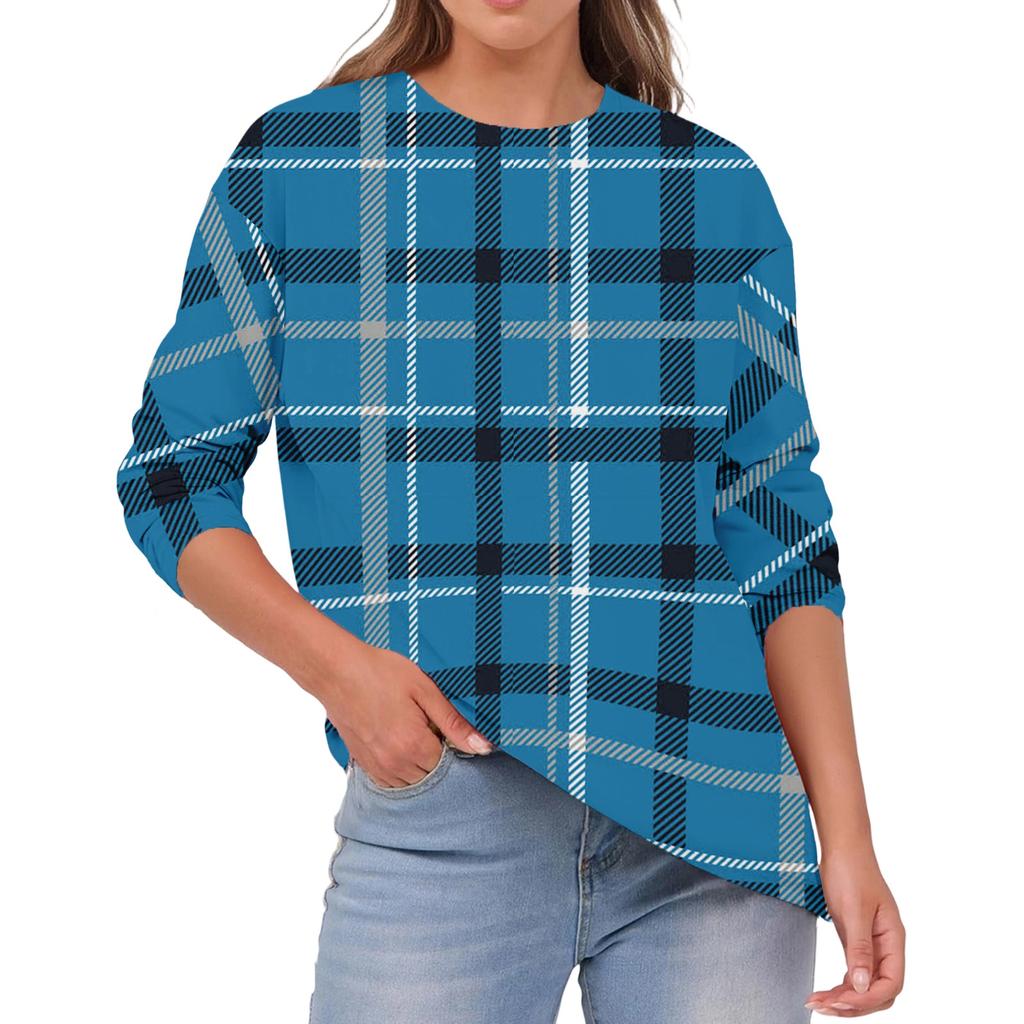 Women's Fashionable Casual Round Neck Solid Color Long-sleeve Top