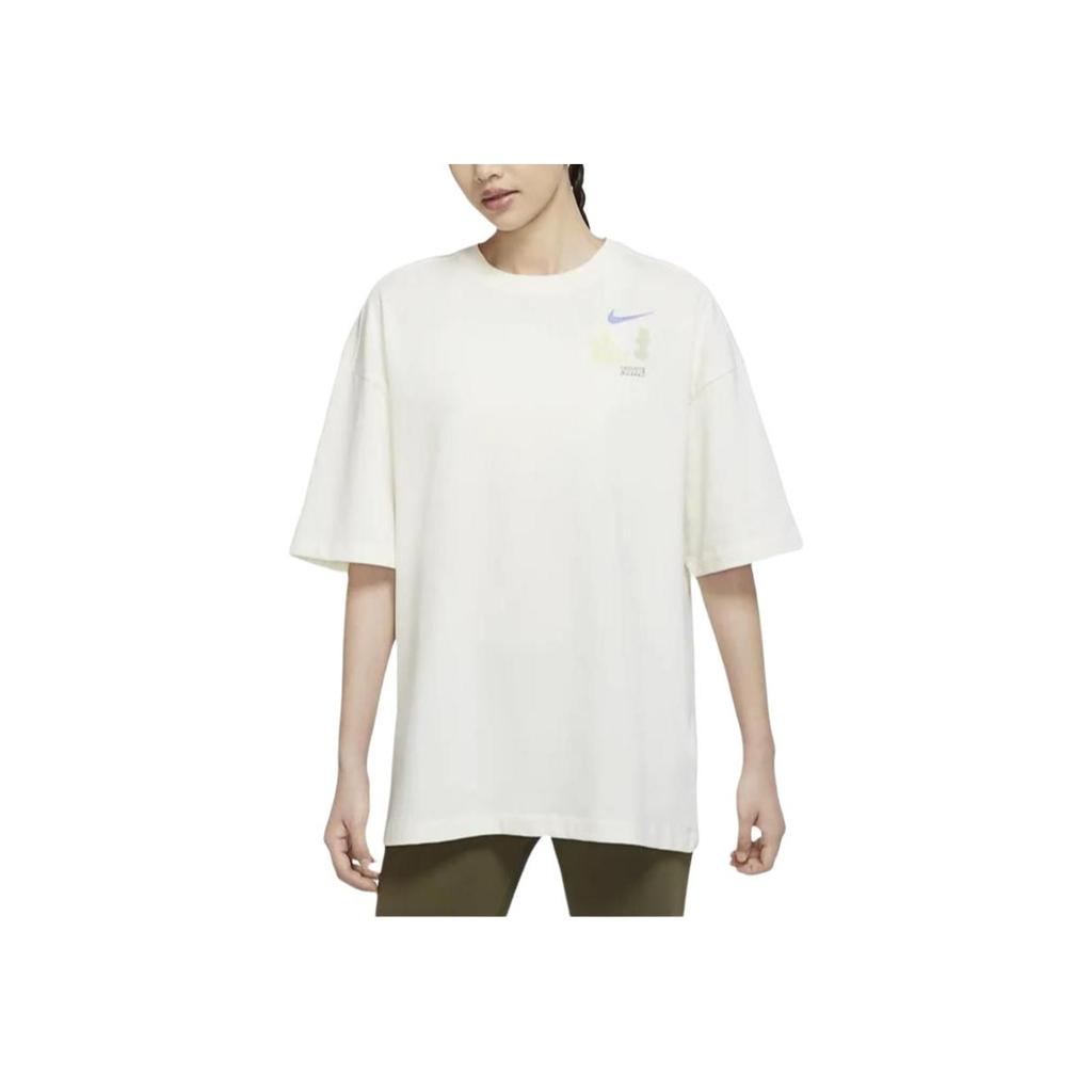 Nike American Retro Letter Print Round Neck Cotton Short Sleeve Drop Shoulder T-Shirt Women T-Shirts White DX6150-133