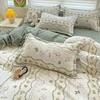Green Floral Duvet Cover Set No Filler Pillowcase Flat Sheet Fashion Single Queen Size Girls Blanket Decoration Bedding Set