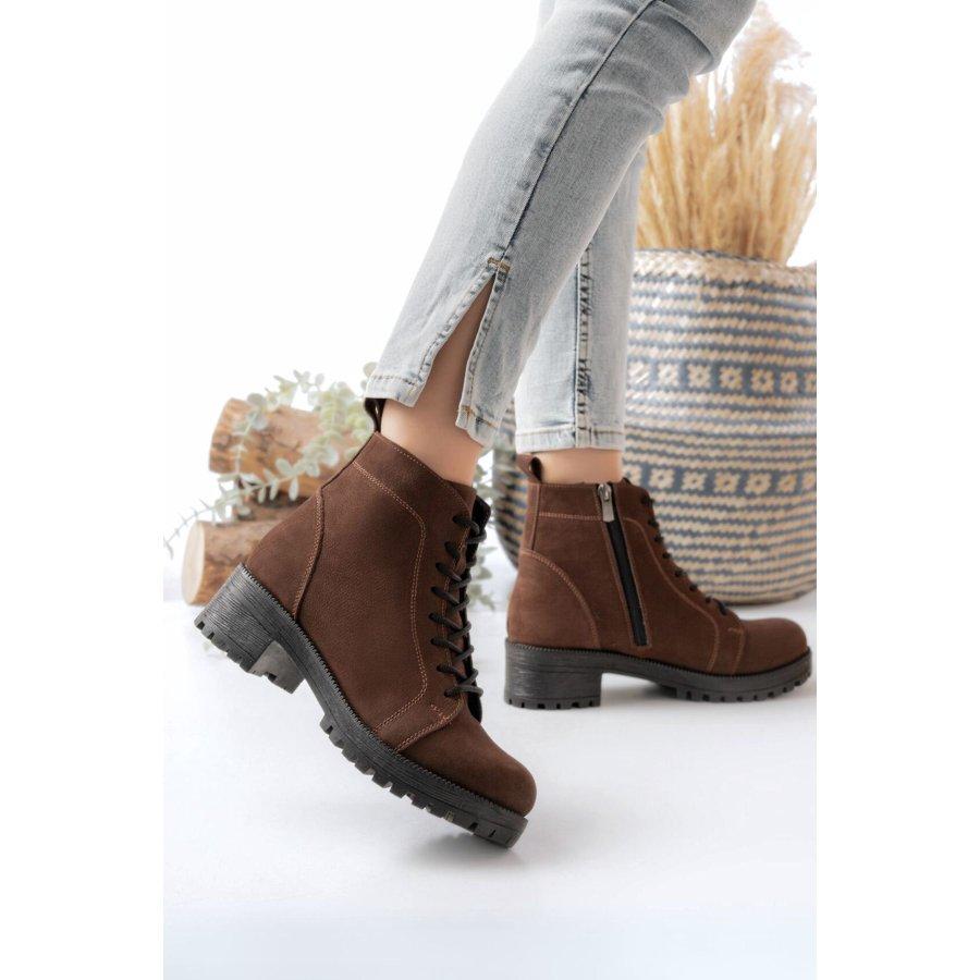 Women's Genuine Suede  Leather Mid Heeled Casual Ankle Boots