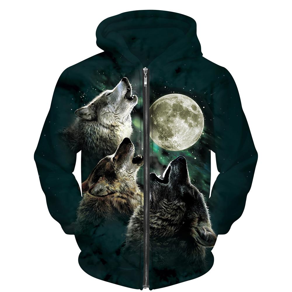 Крутые толстовки на молнии с 3d принтом волка, куртка унисекс с капюшоном, толстовки с капюшоном на молнии в стиле хип-хоп, повседневные спортивные толстовки