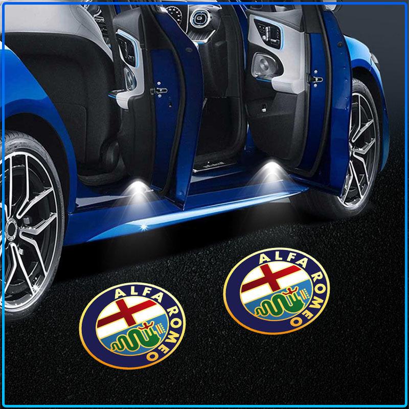 Для Alfa Romeo 147 159 156 Giulietta Giulia Mito Spider Alpha 2 шт. Светодиодный логотип-эмблема на дверь автомобиля, приветственный свет