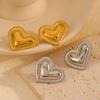Серьги-гвоздики с вертикальными полосками в виде сердца, женские, нишевые, высокого класса, серьги из нержавеющей стали в форме персикового сердца 18 карат