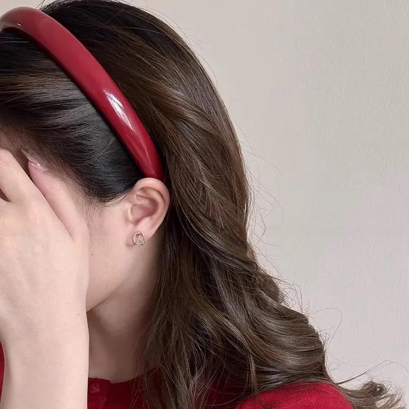 Винтажная кожаная губка сплошная повязка на голову для женщин простая внешняя фиксация волос ободок для волос обруч для волос модные аксессуары для волос