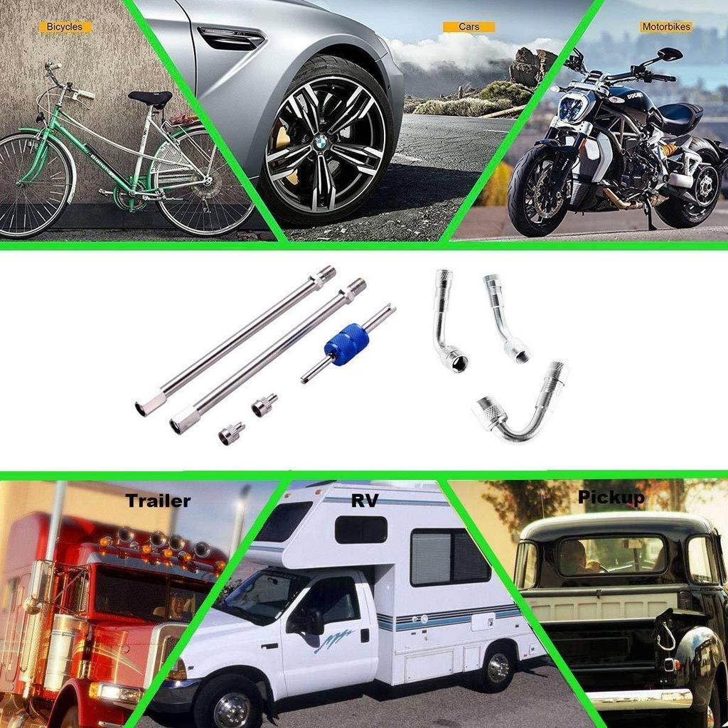 For RV Tires Truck Motorhome Coach Pickup Ram 3 Dual Wheel Valve Stem Extensions Tire Chucks 1